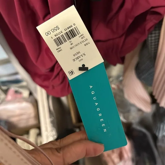 NWT (Brand Aqua Green) Burgundy color- One-Piece Swimsuit XL - Picture 4 of 7